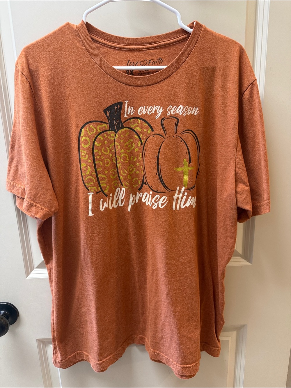 Fall Rust Orange Seasonal Pumpkin Tee - I Will Praise Him